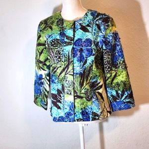 Chico's Floral Bead and Sequin Embellished Jacket